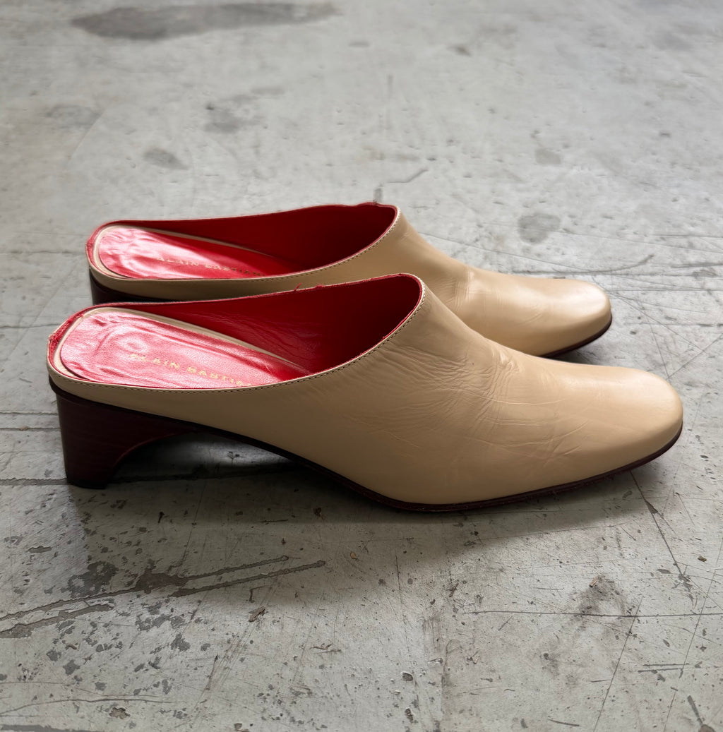 Alain Bastiani Cream Leather Mules - EU 38