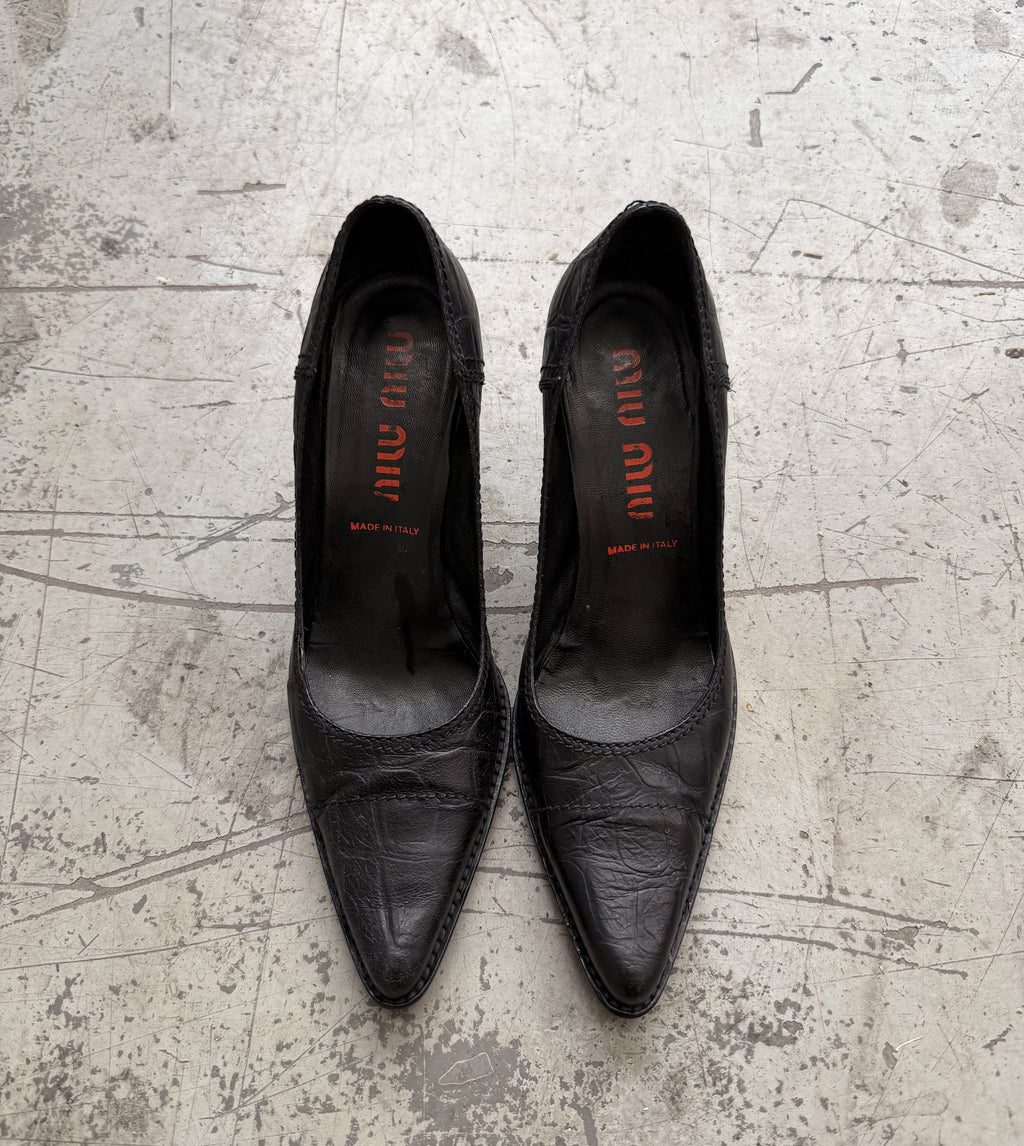 Vintage Miu Miu Black Leather Pumps - EU 38,5