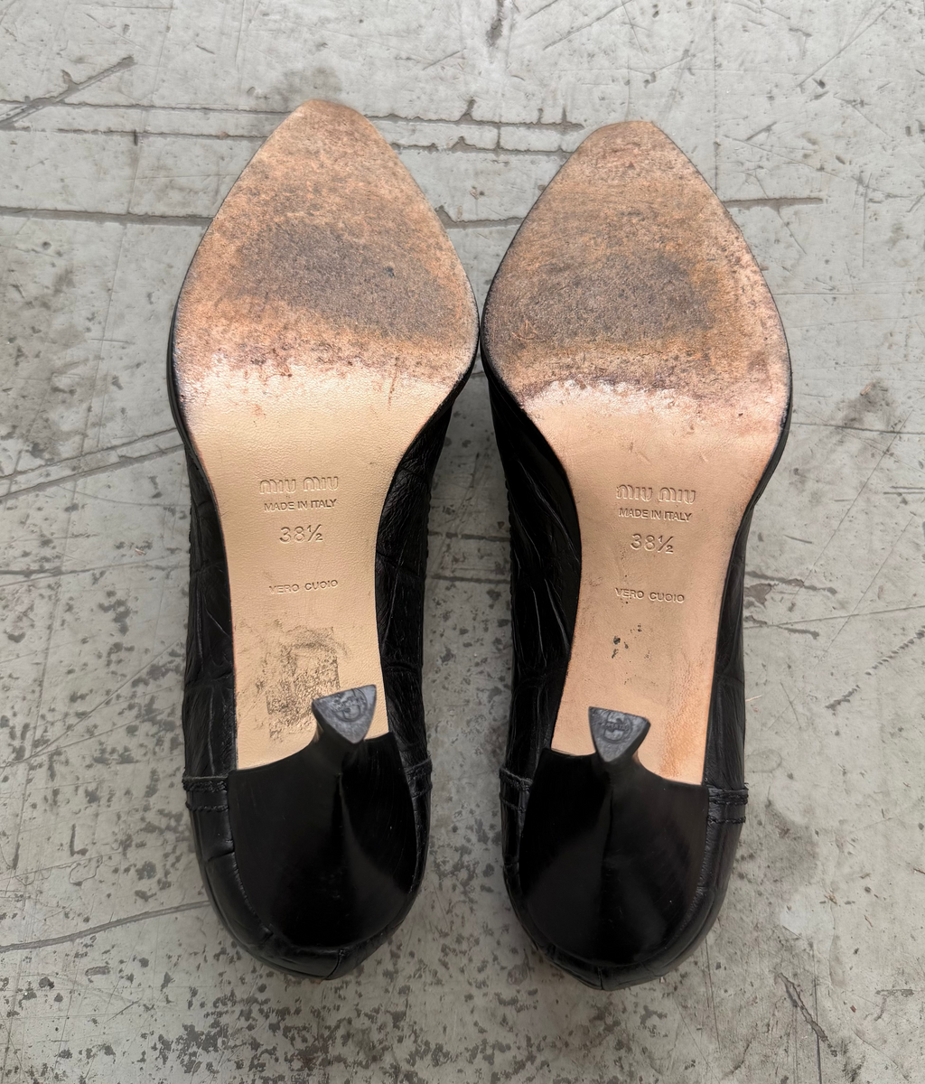 Vintage Miu Miu Black Leather Pumps - EU 38,5
