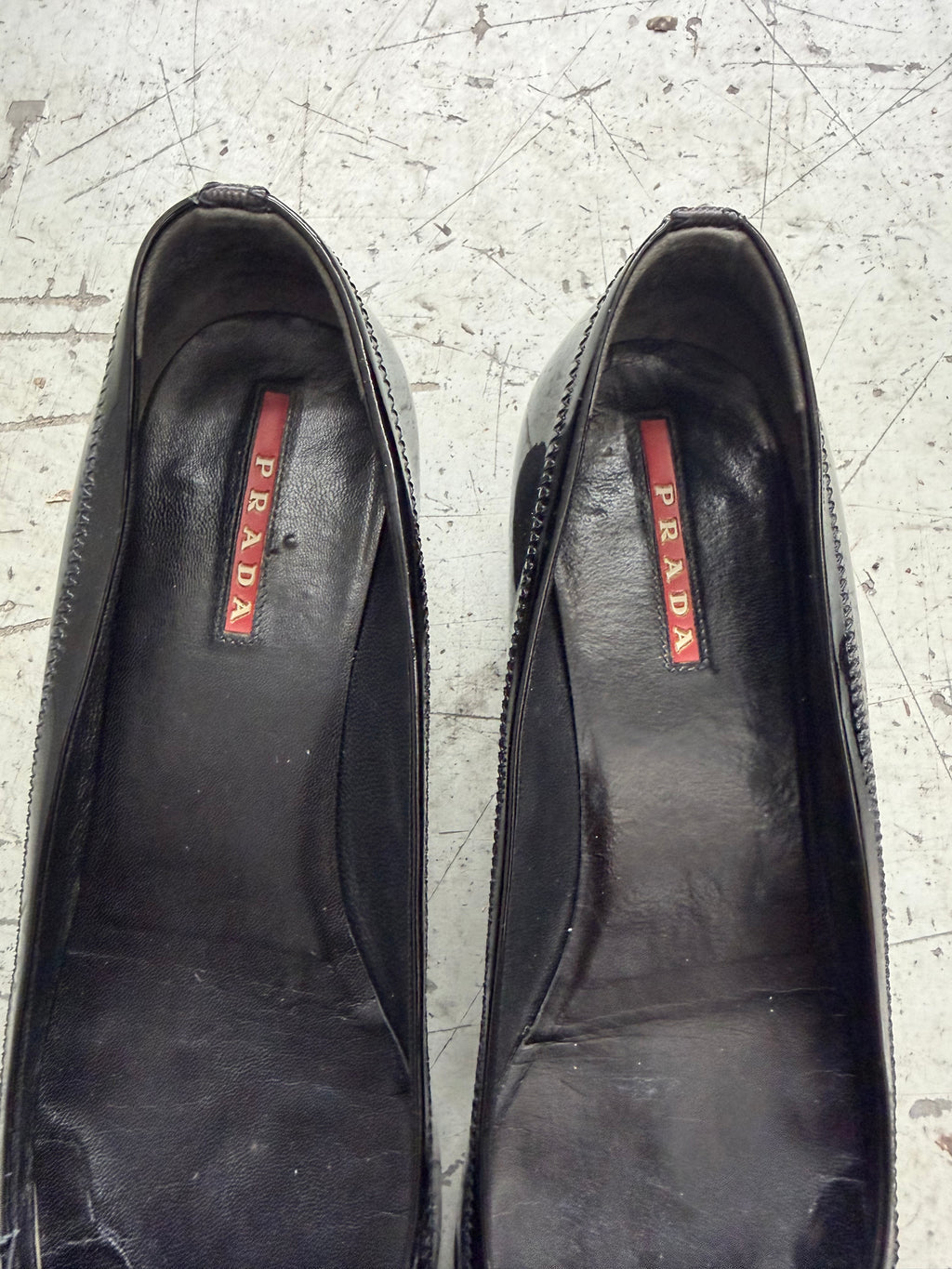 Prada Black Patent Heeled Ballet Flats - EU 38